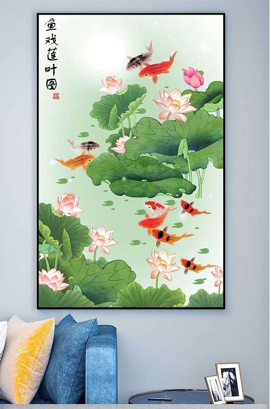 清新荷塘景色装饰画-众图网