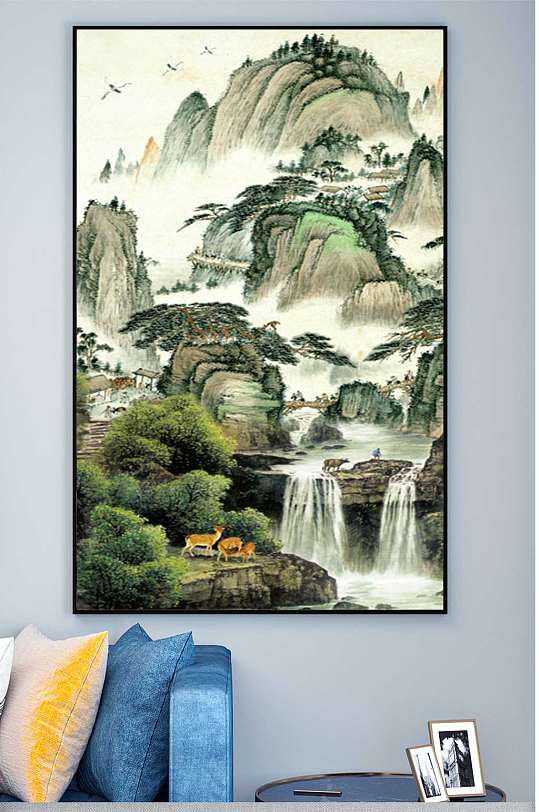 高山流水山水大气装饰画-众图网