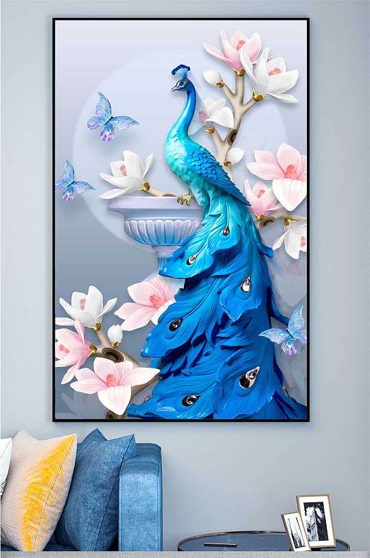高端雅致孔雀装饰画