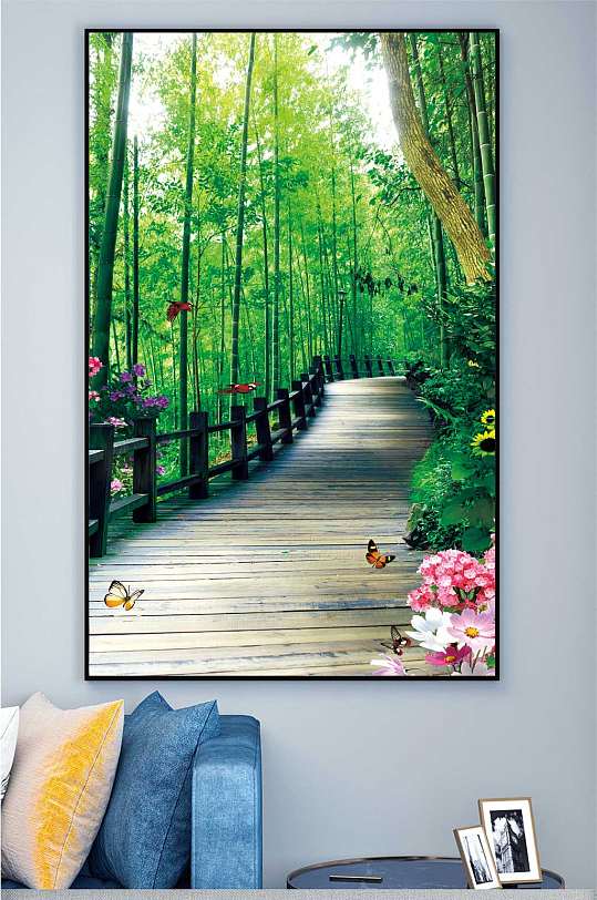 清新竹林风景装饰画-众图网