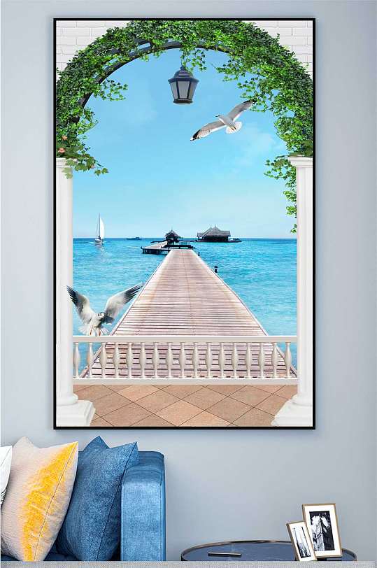 唯美海景现代装饰画-众图网