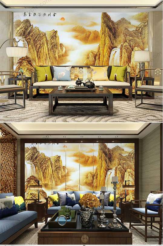 旭日东升图背景墙-众图网