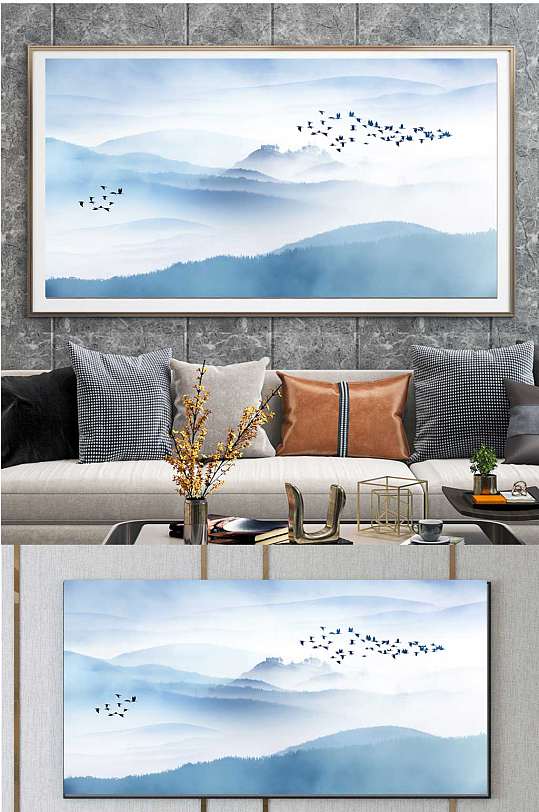 大雁群飞水墨装饰画-众图网