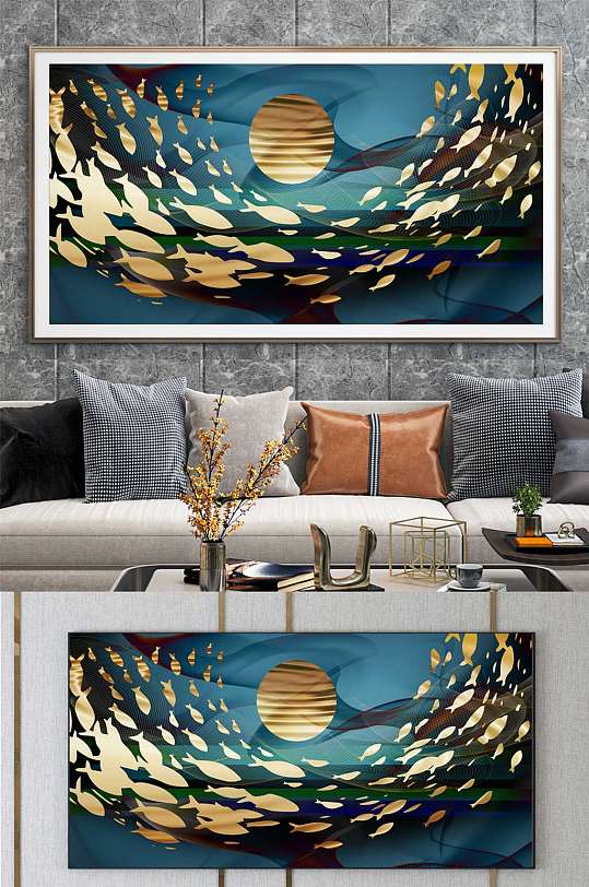 新中式高端游鱼装饰画-众图网