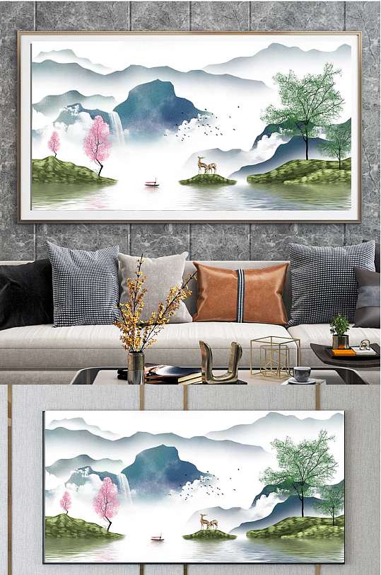 意境山水水墨山水画-众图网