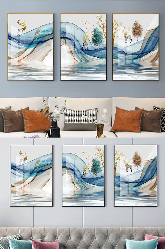 意境山水玄关装饰画-众图网