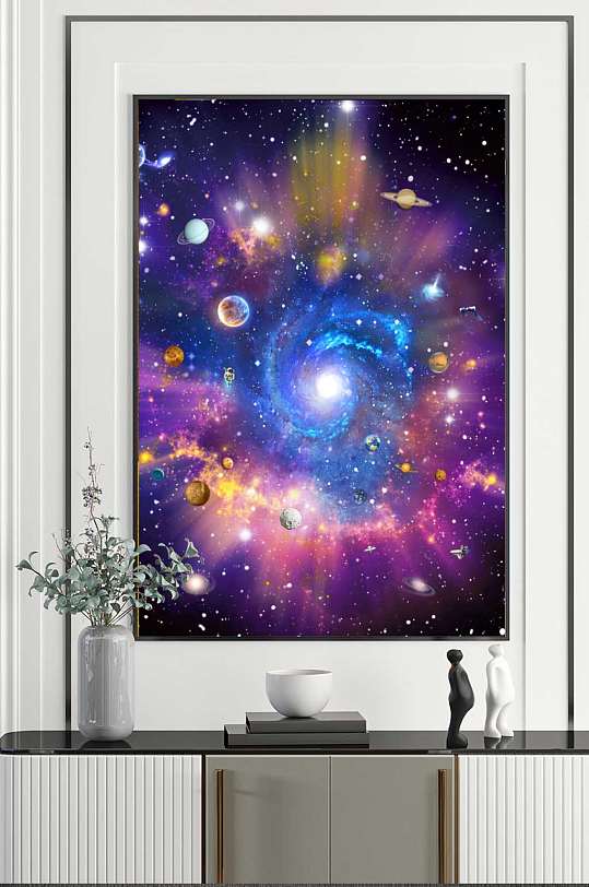 梦幻星空现代装饰画-众图网