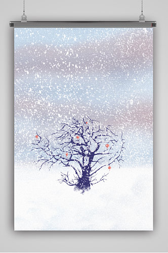 创意冬天雪景海报背景