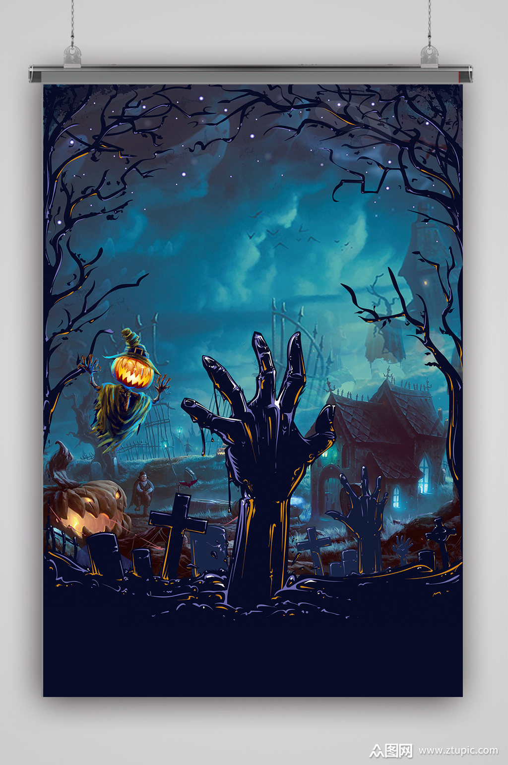 万圣节城堡吸血鬼海报背景