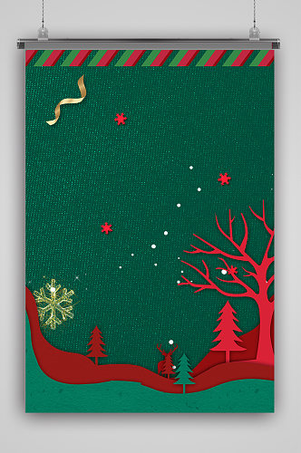 绿色剪纸圣诞节背景