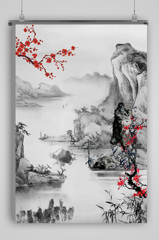 水墨画中国风  梅花