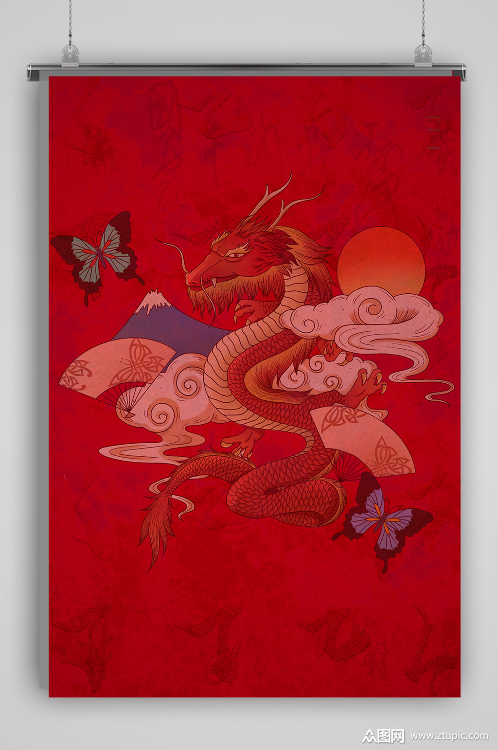 红色国潮大气背景