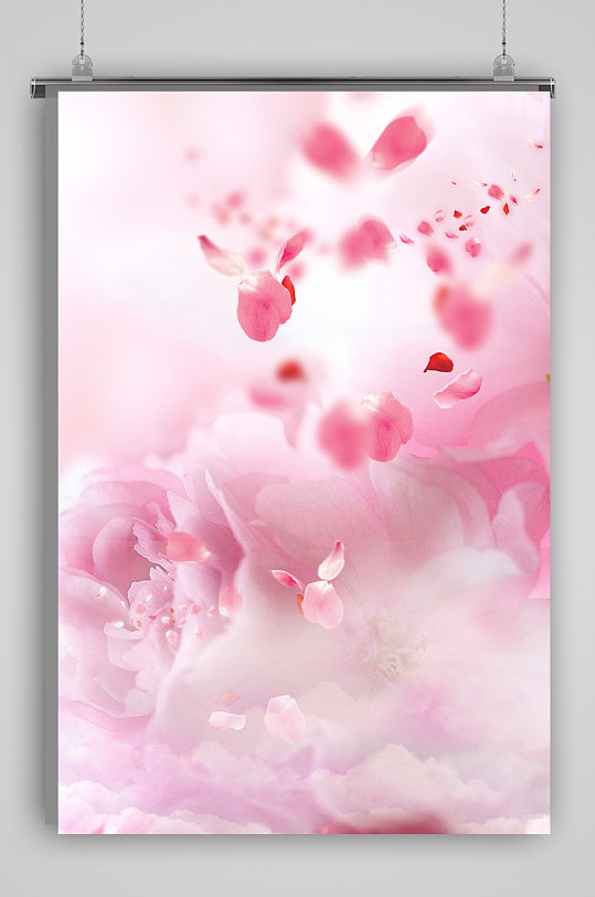 粉色清新花瓣唯美背景-众图网