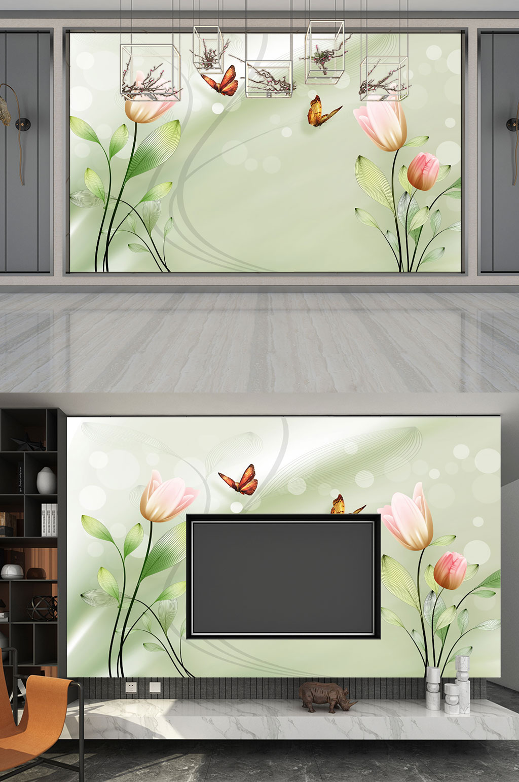 國(guó)畫(huà)玉蘭花客廳裝飾畫(huà)素材