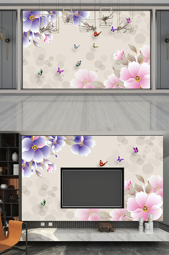 唯美清新花朵背景墙