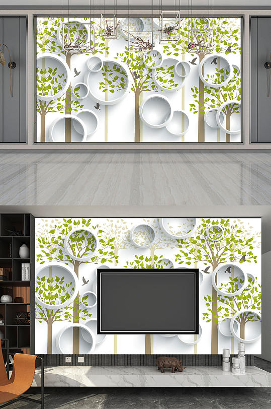 环保清新现代背景墙