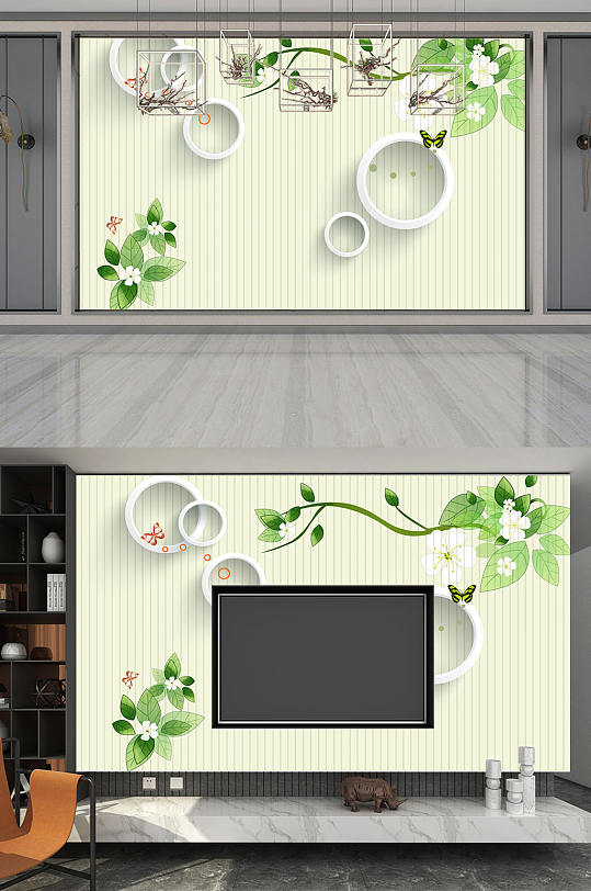 清新环保简约背景墙