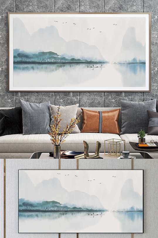 山水风景水墨装饰画-众图网