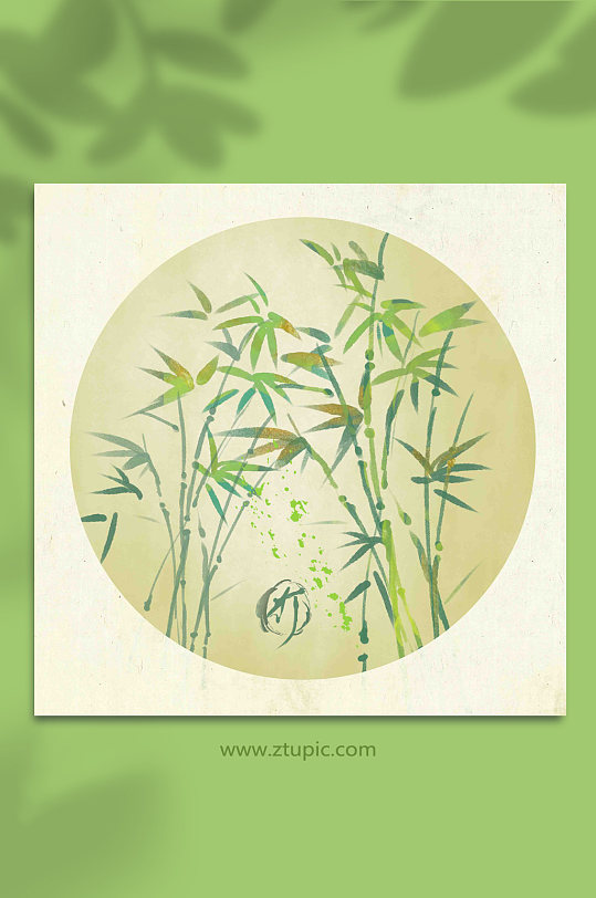 梅兰竹菊水墨竹子古风竹子花卉插画-众图网