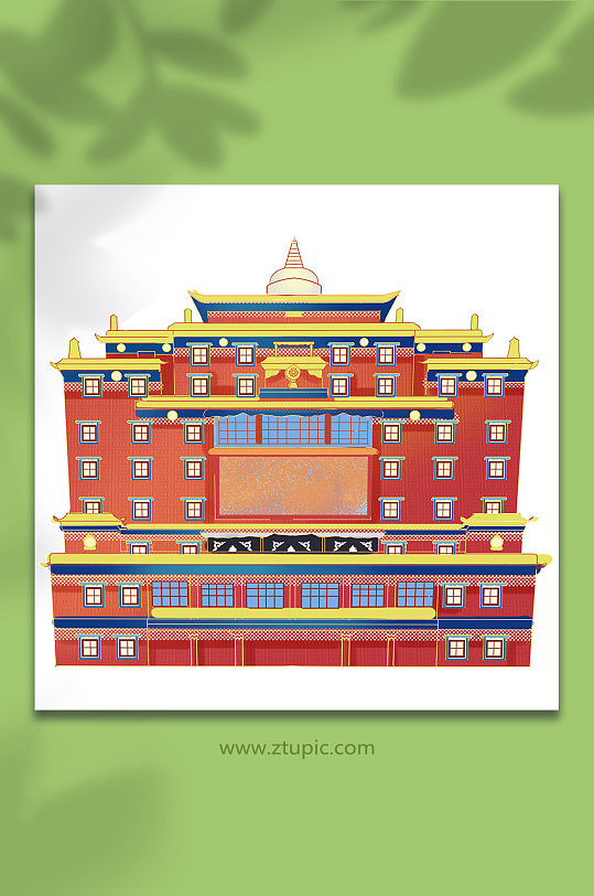 香格里拉博物馆建筑插画元素