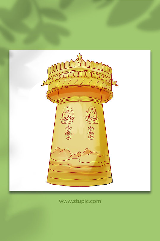 香格里拉独克宗金筒建筑插画元素