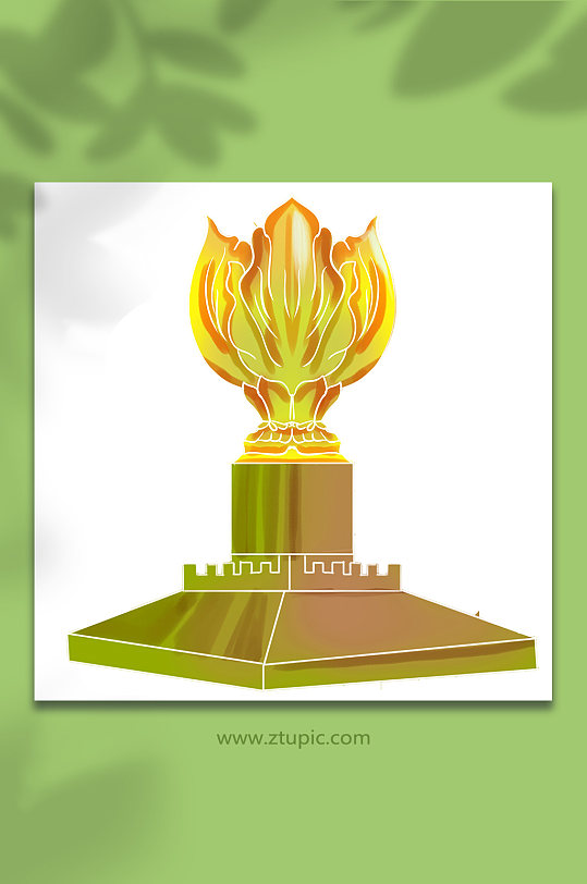 香港金紫荆广场建筑插画元素