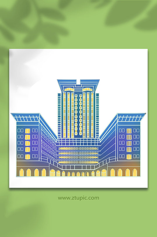 香港半岛酒店建筑元素插画
