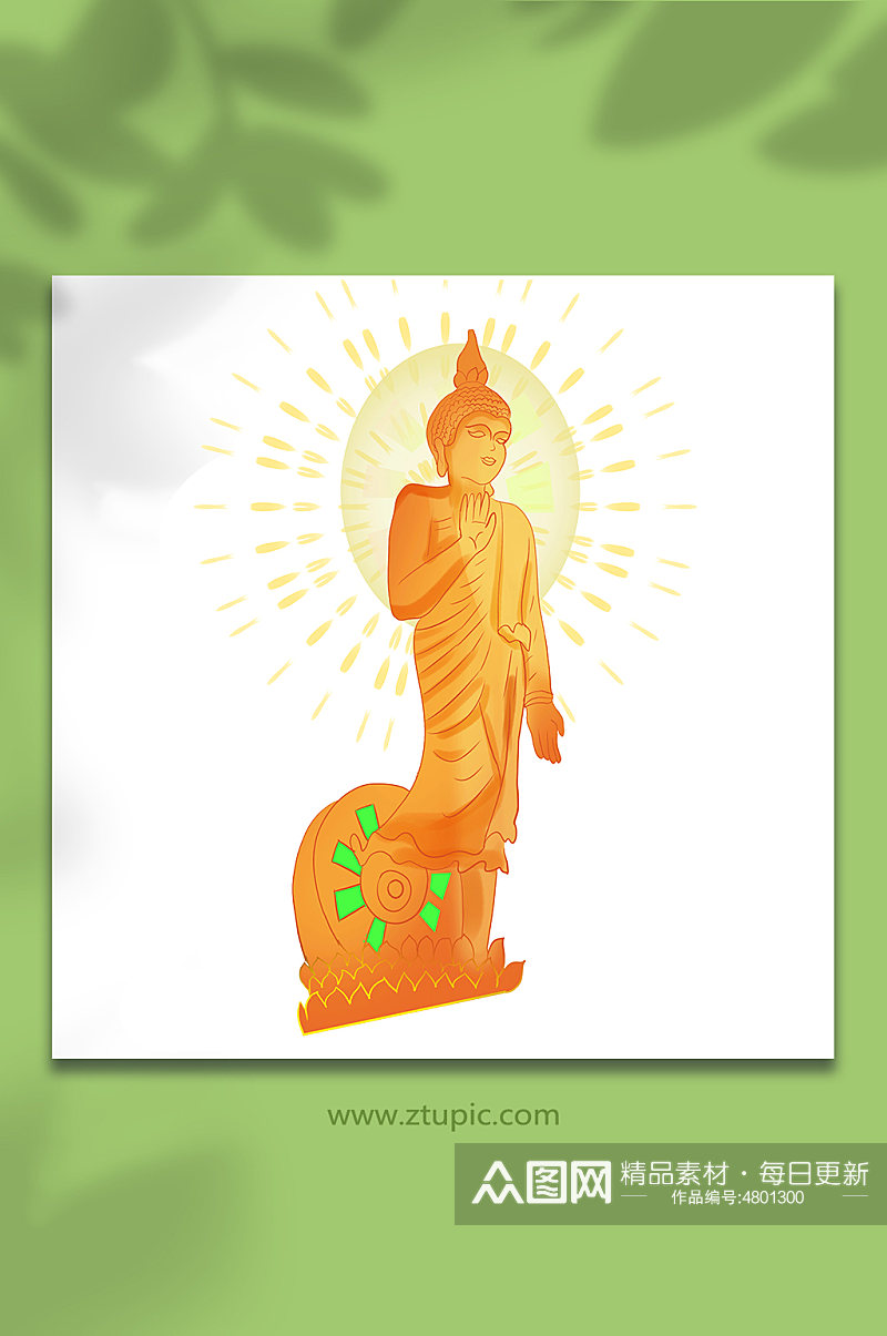 西双版纳总佛寺佛祖雕塑元素插画素材