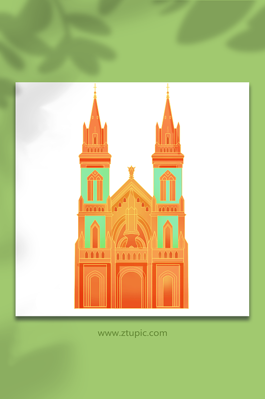 沈阳南关天主教堂建筑元素插画