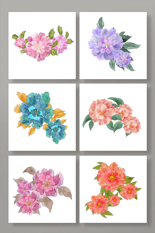 唯美富贵牡丹花卉元素插画-众图网