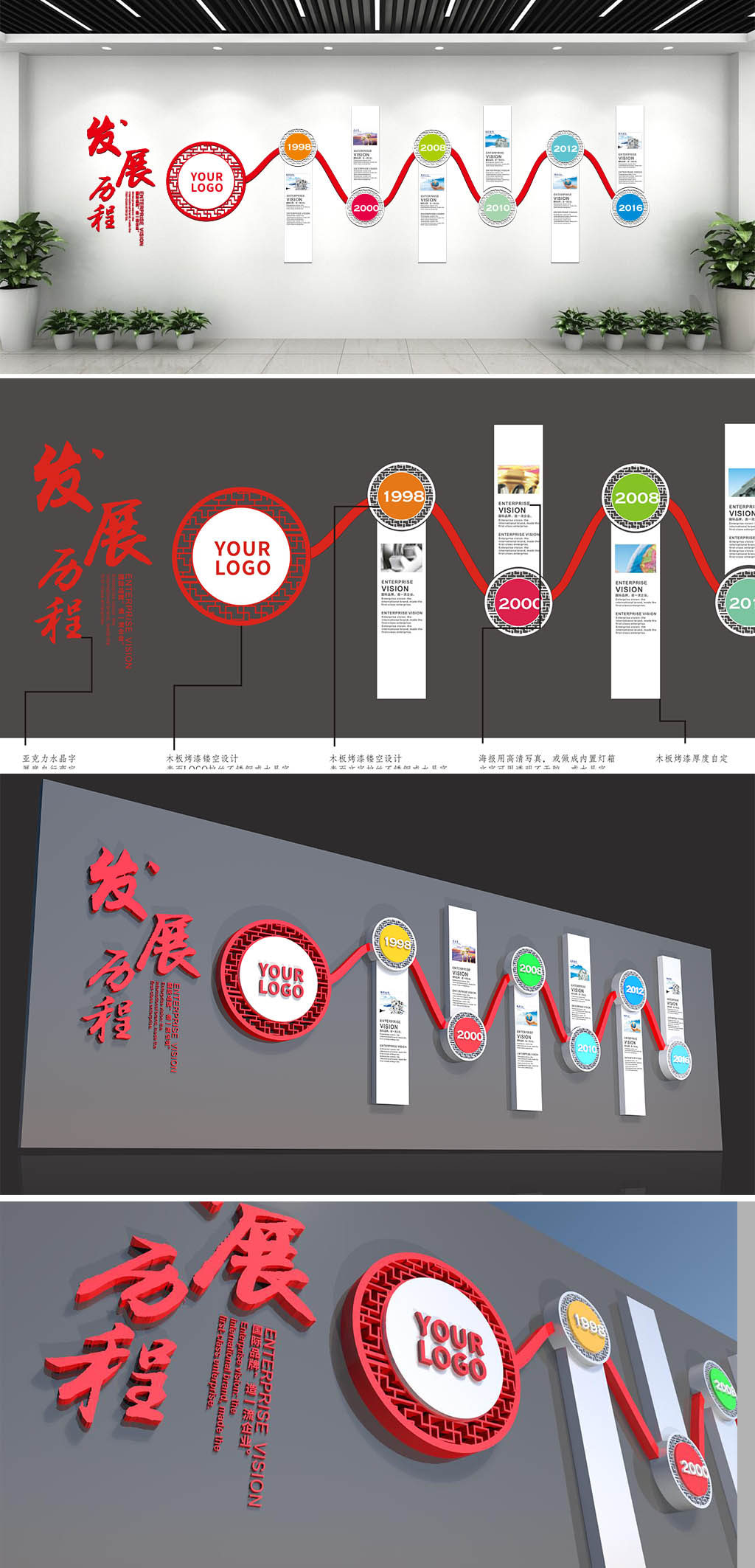 上市公司形象墙发展历程效果图素材