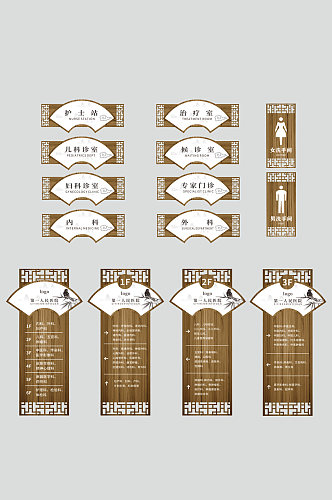 木纹新中式医院楼层索引导视牌门牌