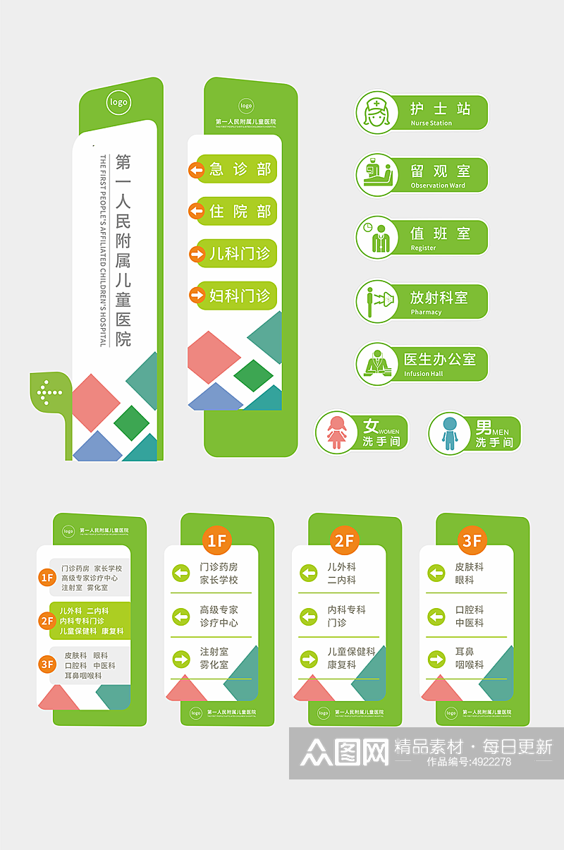 创意儿童医院儿科导视系统素材