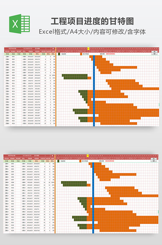 带有滑动油标的工程项目进度的甘特图-众图网
