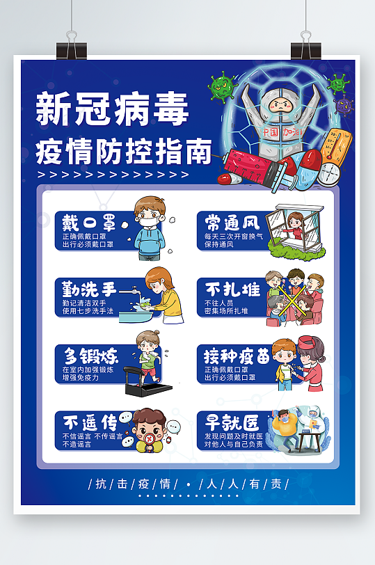 新冠病毒疫情防控指南展板海报防疫