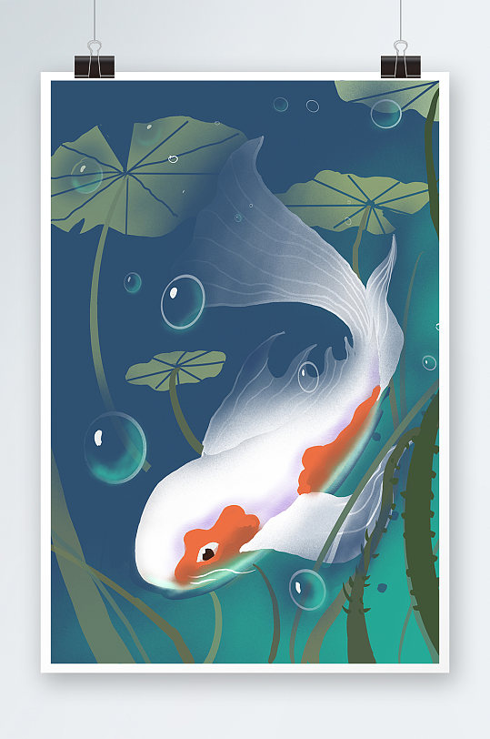 水墨插画鱼图片-水墨插画鱼素材下载-众图网