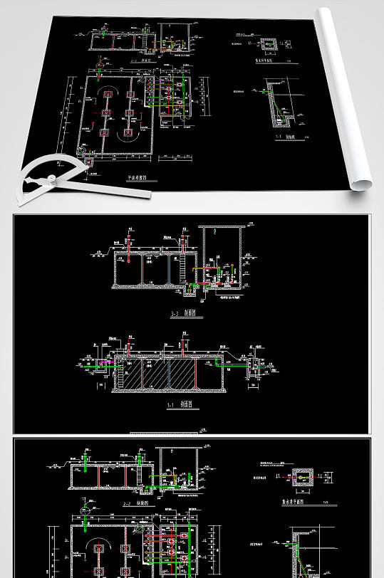 水池标准图及泵房CAD图纸-众图网