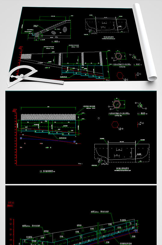 挡石墙施工图CAD-众图网