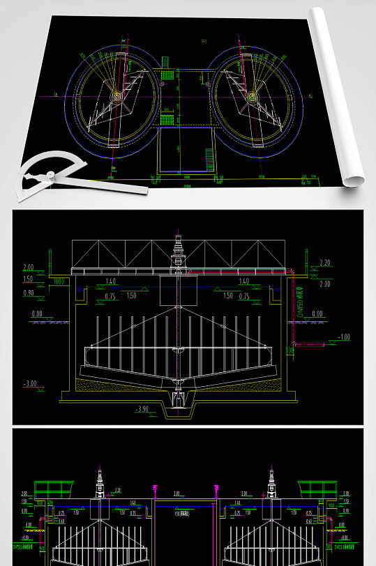 浓缩池施工图CAD