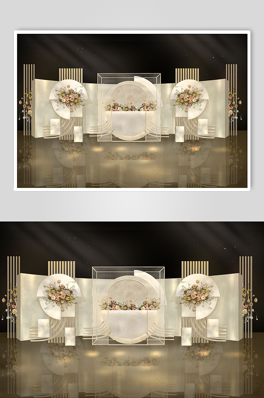 现代香槟色婚礼布置浪漫婚礼布置-众图网