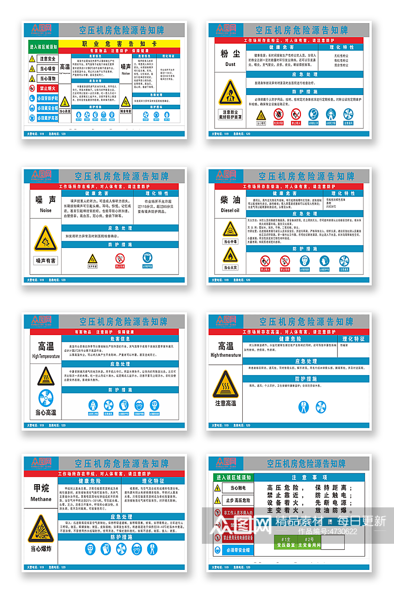 空压机房安全风险告知牌素材