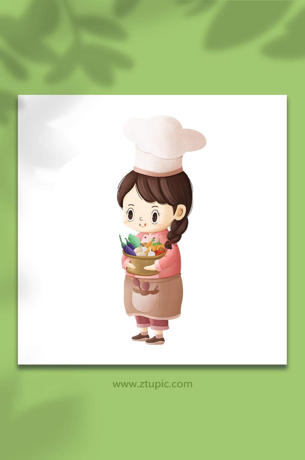 女孩围裙小厨师插画素材