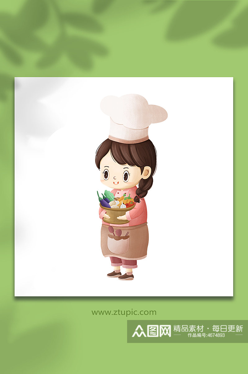 女孩围裙小厨师插画素材