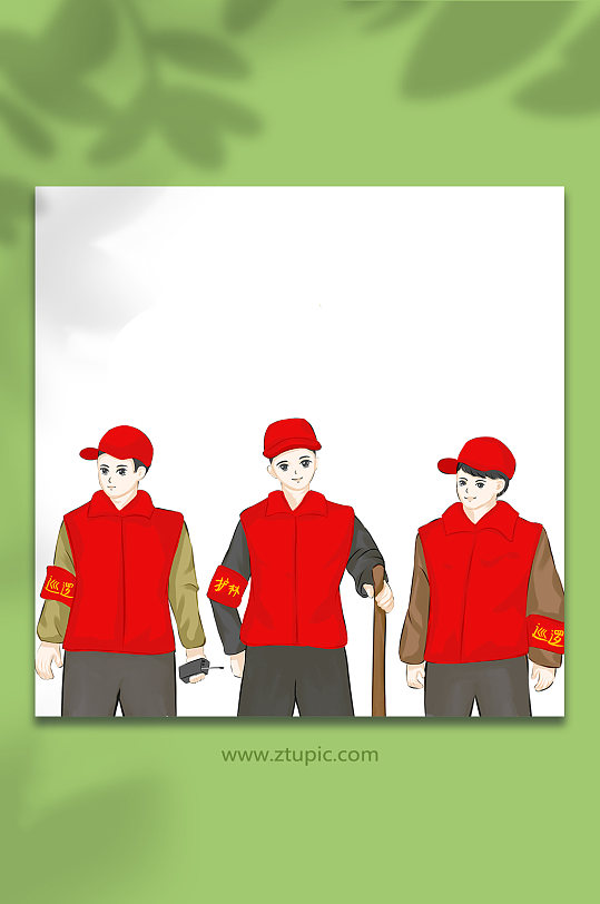 原创森林防火防护巡逻人物插画