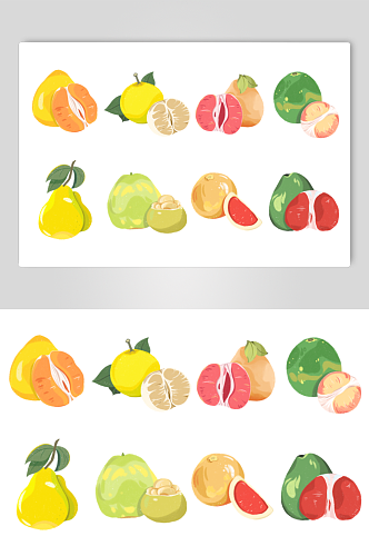 扁平风手绘质感冬季柚子水果元素插画
