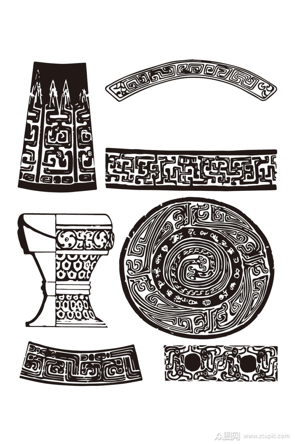 矢量花纹兽纹瓶纹古纹