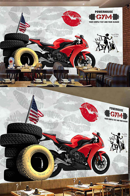 健身房创意壁纸素材-众图网