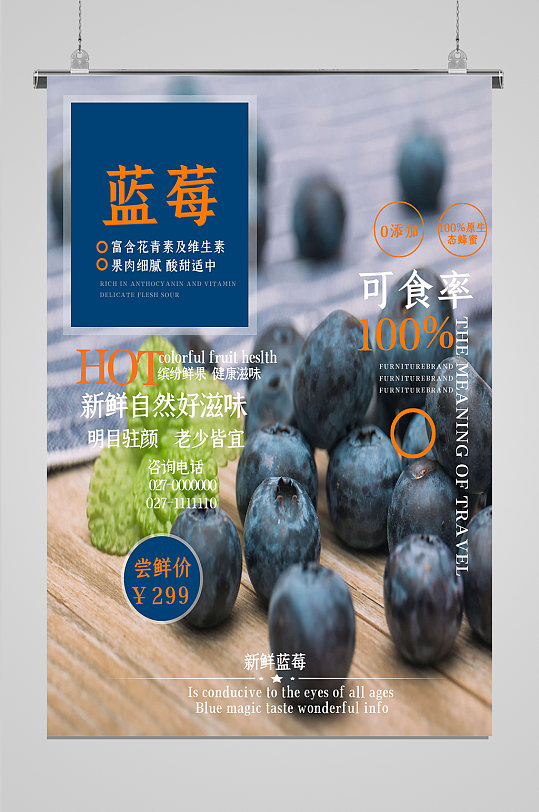 精选蓝莓海报设计-众图网