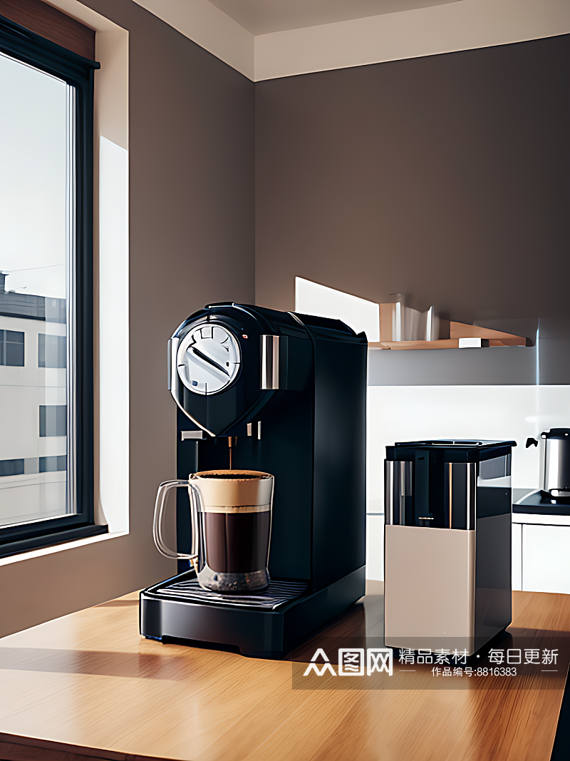 摄影风咖啡机AI数字艺术素材