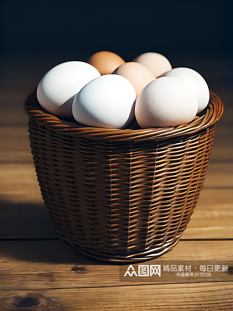 一篮鸡蛋写实摄影AI数字艺术素材